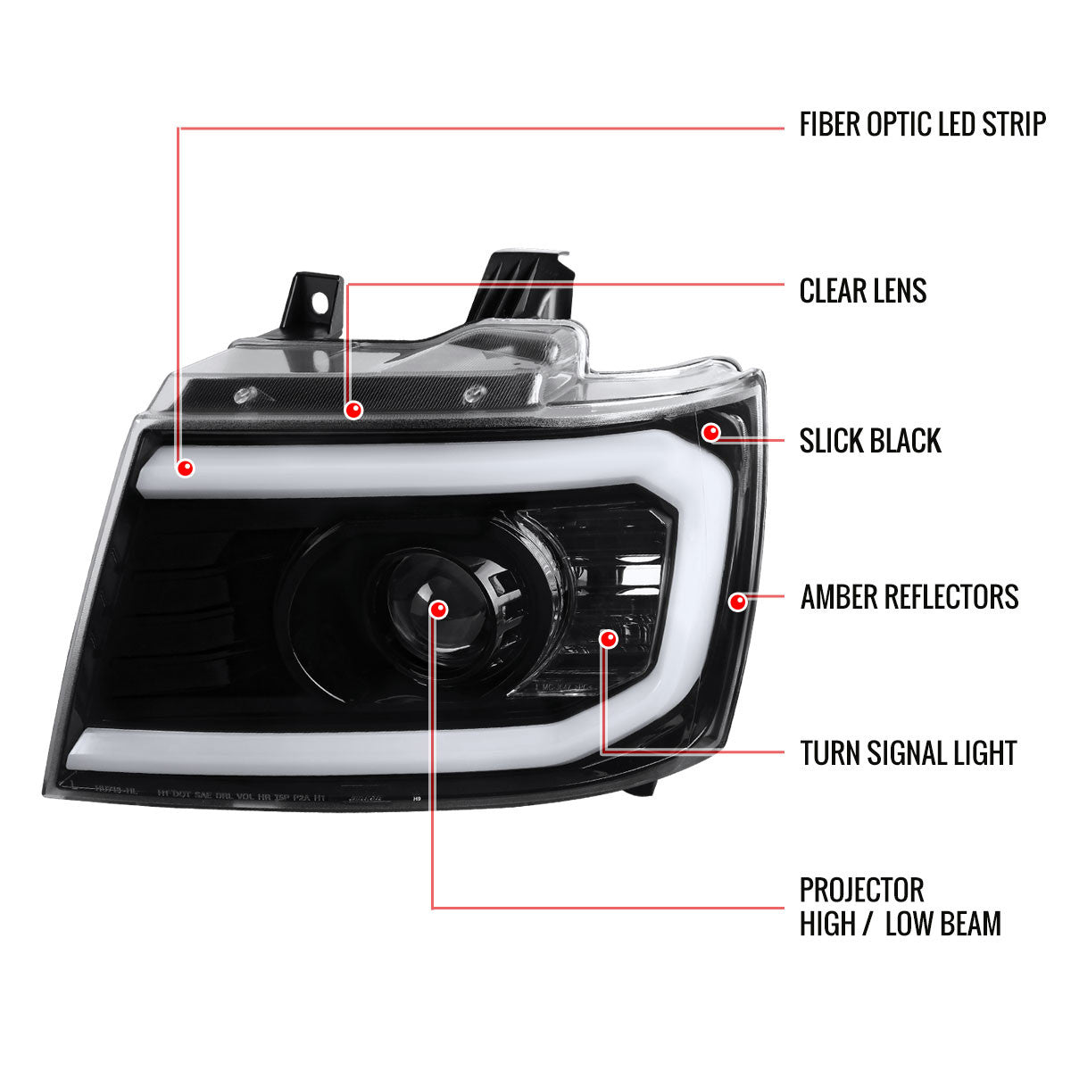 Matte Black Clear Lens Headlights For Avalanche