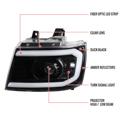 Matte Black Clear Lens Headlights For Avalanche