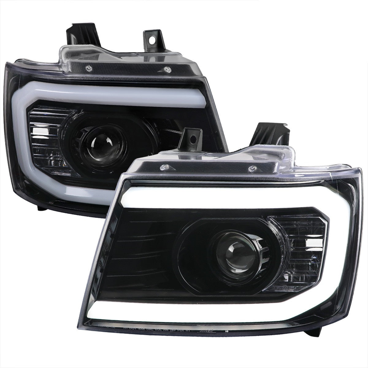 Spec-D 07-14 Chevy Avalanche Tahoe Projector Headlights LED Bar Black