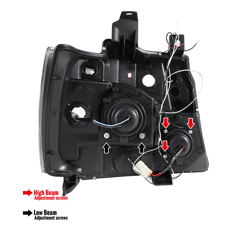 2007-2014 Chevy Avalanche Tahoe Projector Spec-D Headlights LED Bar Black