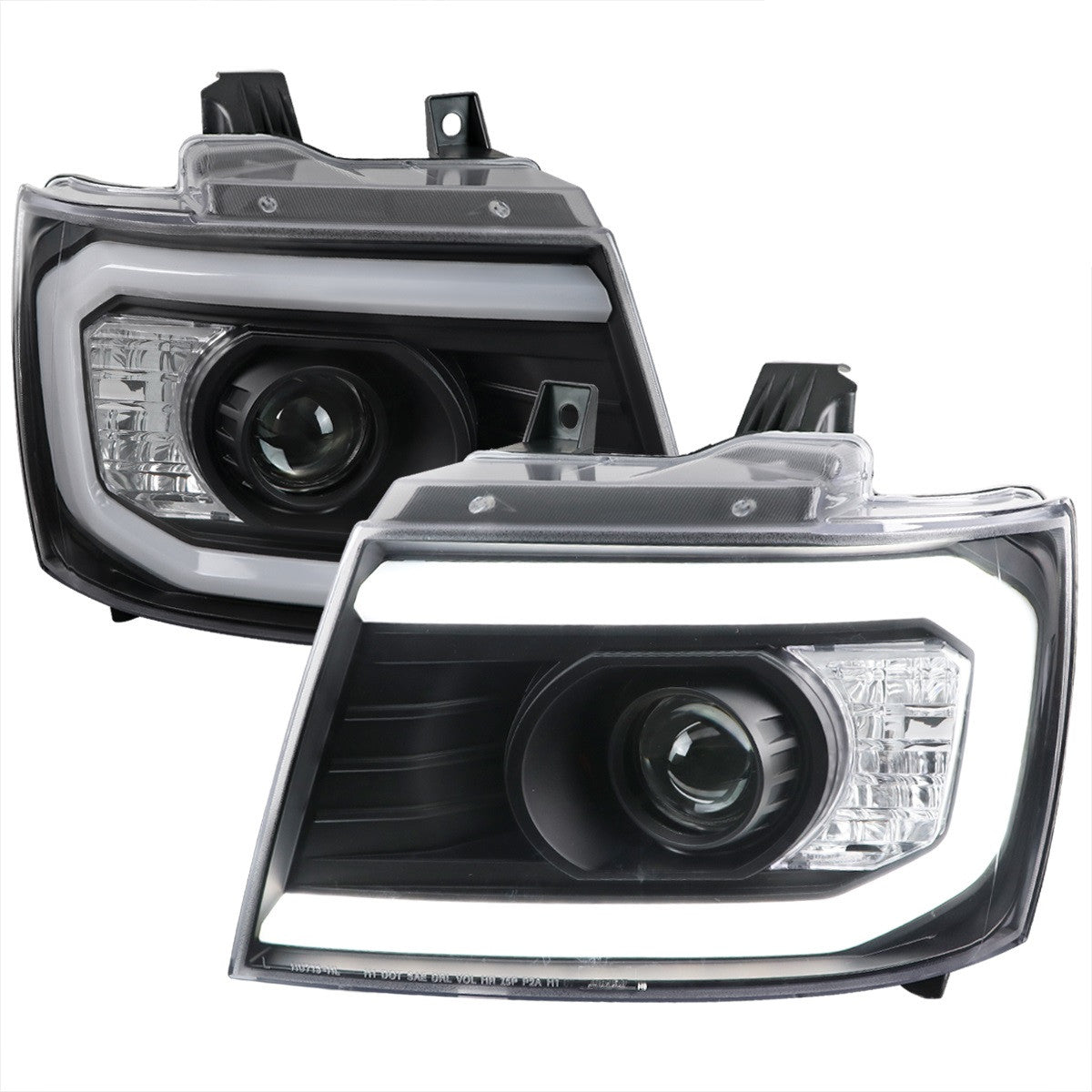 Spec-D 07-13 Chevy Avalanche Projector Headlights Black Clear