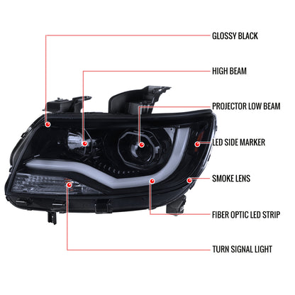 Spe-D 2015-2020 Chevy Colorado Projector Spec-D Headlights Black Smoked