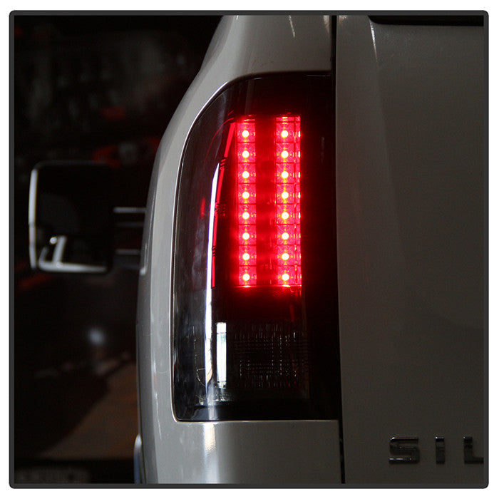Spyder 07-13 Silverado 1500 2500HD 3500HD LED tail lights installed red smoke