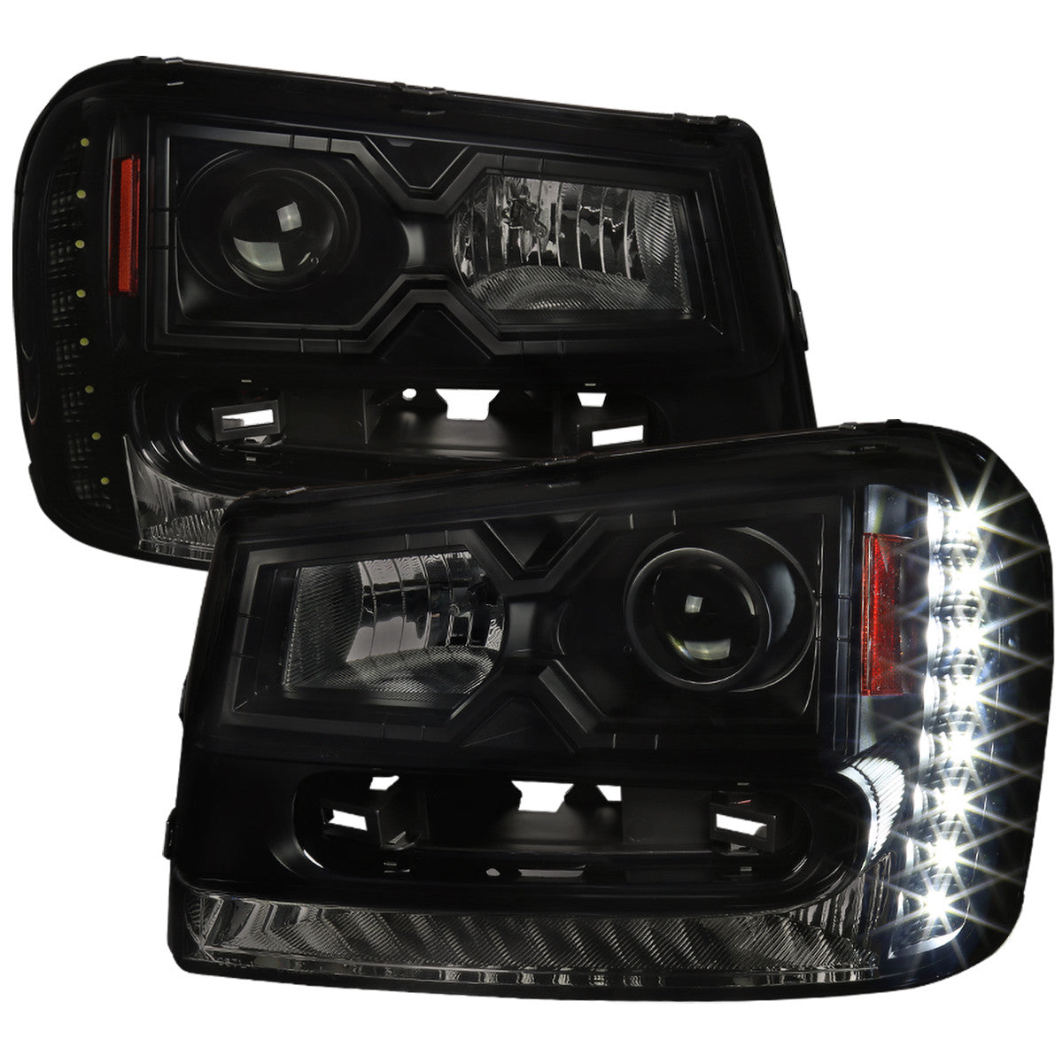 Spec-D 02-09 Chevy Trailblazer Headlights Black Smoked