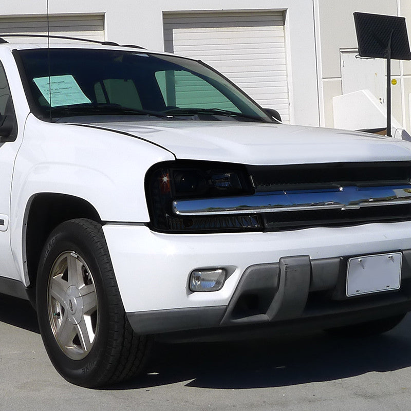 2002-09 Chevy Trailblazer Headlights Black Smokedd