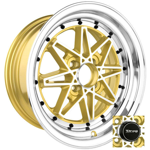 Drag Wheels Dr-20 15X7 4X100 Et10 Gold Mach Face Rims