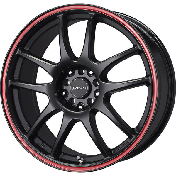 Drag Wheels Dr-31 17X9 5X100 5X114 Et17 Black W/ Red Stripe Rims