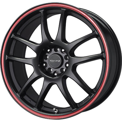 Drag Wheels Dr-31 18X9 5X100 5X114 Et38 Black W/ Red Stripe Rims