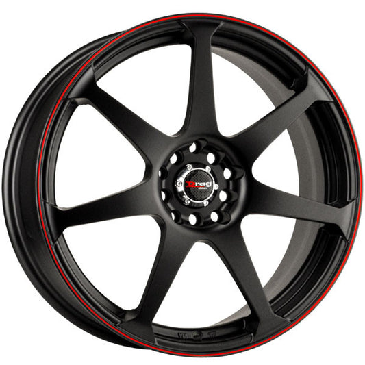 Drag Wheels Dr-33 15X7 5X100 5X114 Flat Black W/ Red Stripe Rims