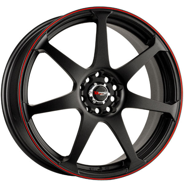 Drag Wheels Dr-33 15X7 4X100 4X114 Flat Black W/ Red Stripe Rims