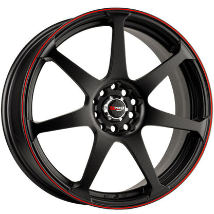 Drag Wheels Dr-33 18X7.5 5X100 5X114 Flat Black W/Red Stripe Rims