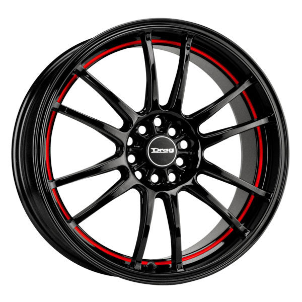 Drag Wheels Dr-38 18X8 5X100 5X114.3 Et47 Black W/Red Stripe Rims