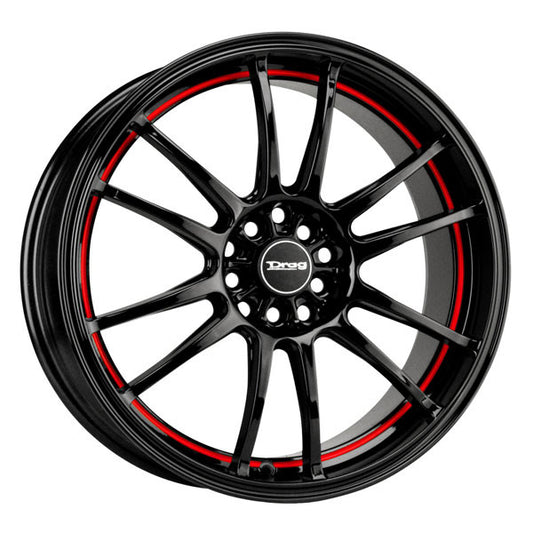 Drag Wheels Dr-38 17X8 5X100 5X114.3 Et35 Black W/Red Stripe Rims