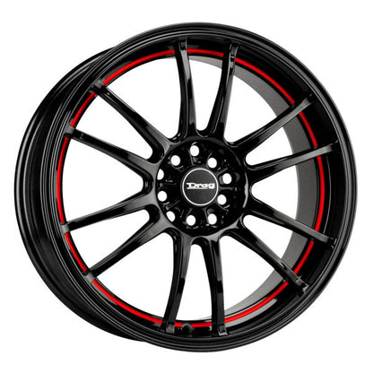 Drag Wheels Dr-38 18X8 5X100 5X114.3 Et35 Black W/Red Stripe Rims