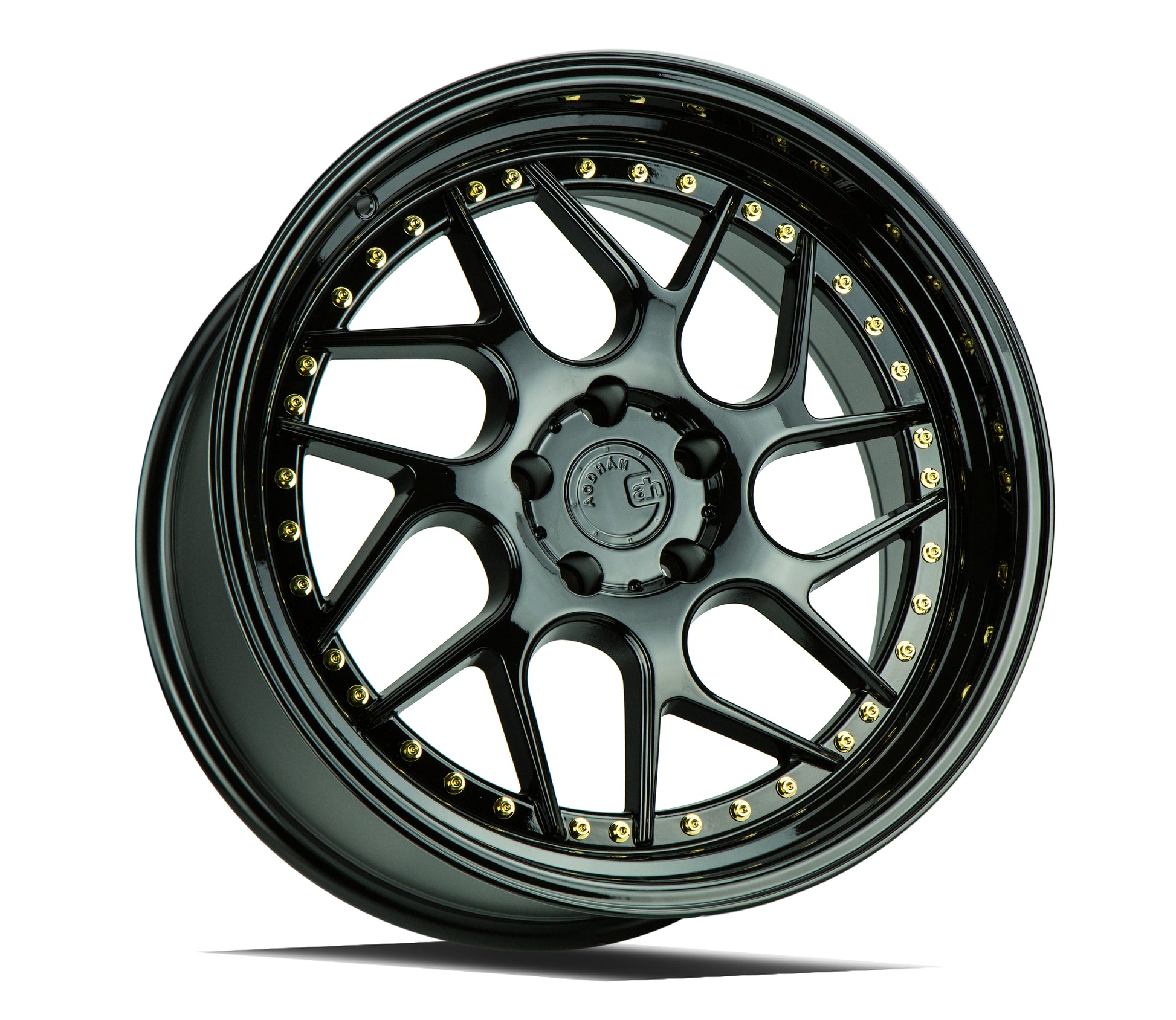 Aodhan DS01 19x9.5 rim twisted spok gold 5X4.5 wheel ET22 Hellaflushed