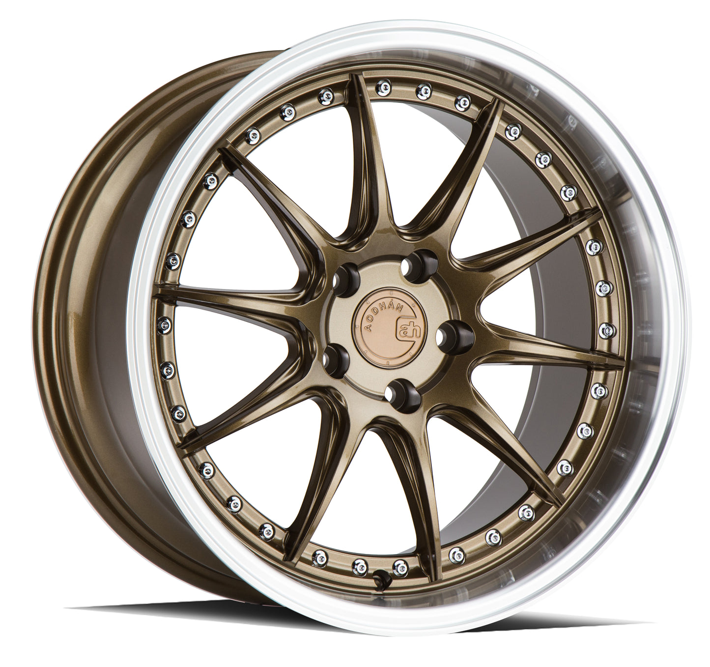 Aodhan DS07 19x9.5 wheel 5x114.3 Bronze / Machined Lip Deep Dish Rim