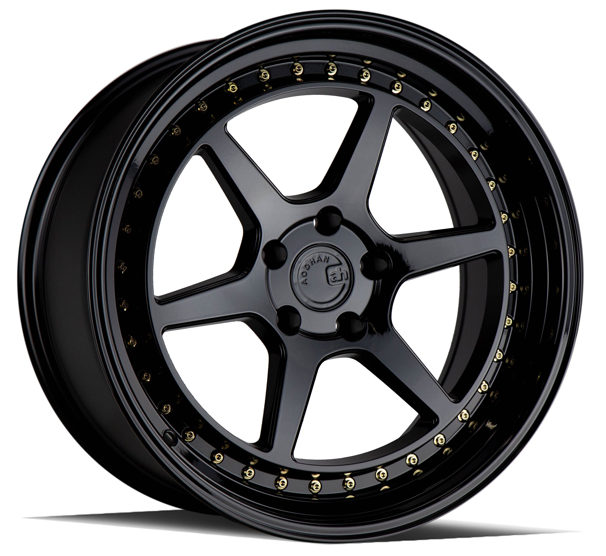 Aodhan DS09 18x10.5 wheel 5x114.3 Black /Gold Rivets Semi Forged Rim