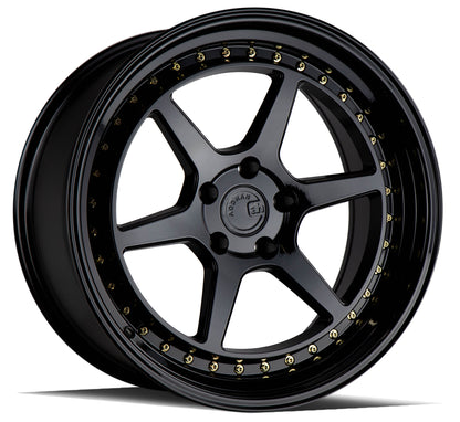 Aodhan DS09 18x10.5 wheel 5x114.3 Black /Gold Rivets Semi Forged Rim