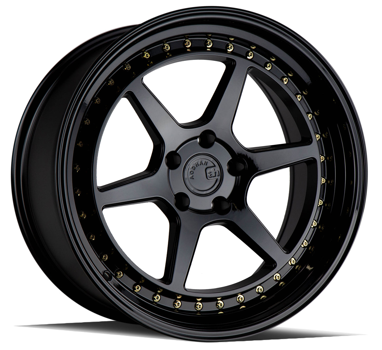 Aodhan DS09 18x10.5 wheel 5x114.3 Black /Gold Rivets Semi Forged Rim