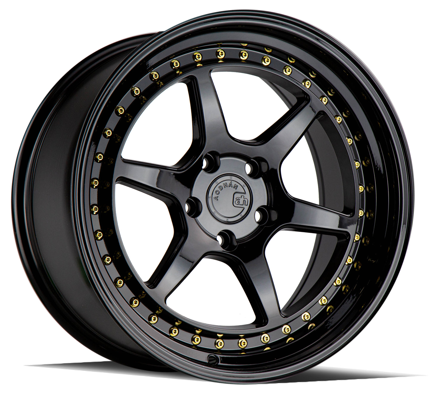 Aodhan DS09 18x9.5 wheel 5x100 Black /Gold Rivets Semi Forged Rim
