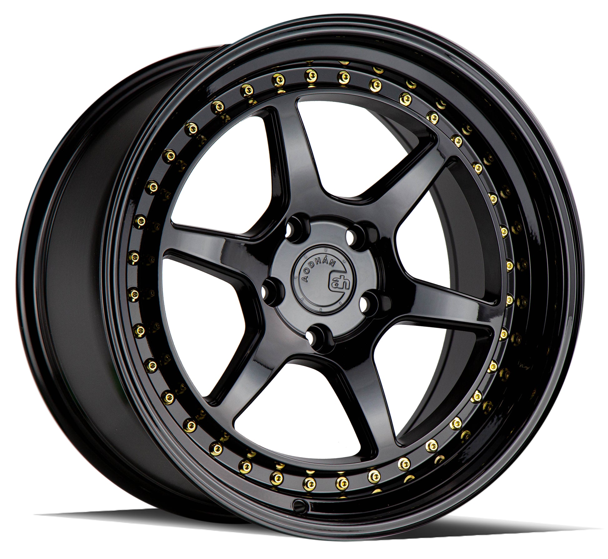 Aodhan DS09 18x9.5 wheel 5x114.3 Black /Gold Rivets Semi Forged Rim