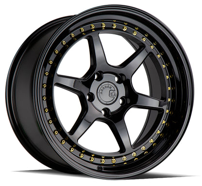 Aodhan DS09 18x9.5 wheel 5x114.3 Black /Gold Rivets Semi Forged Rim