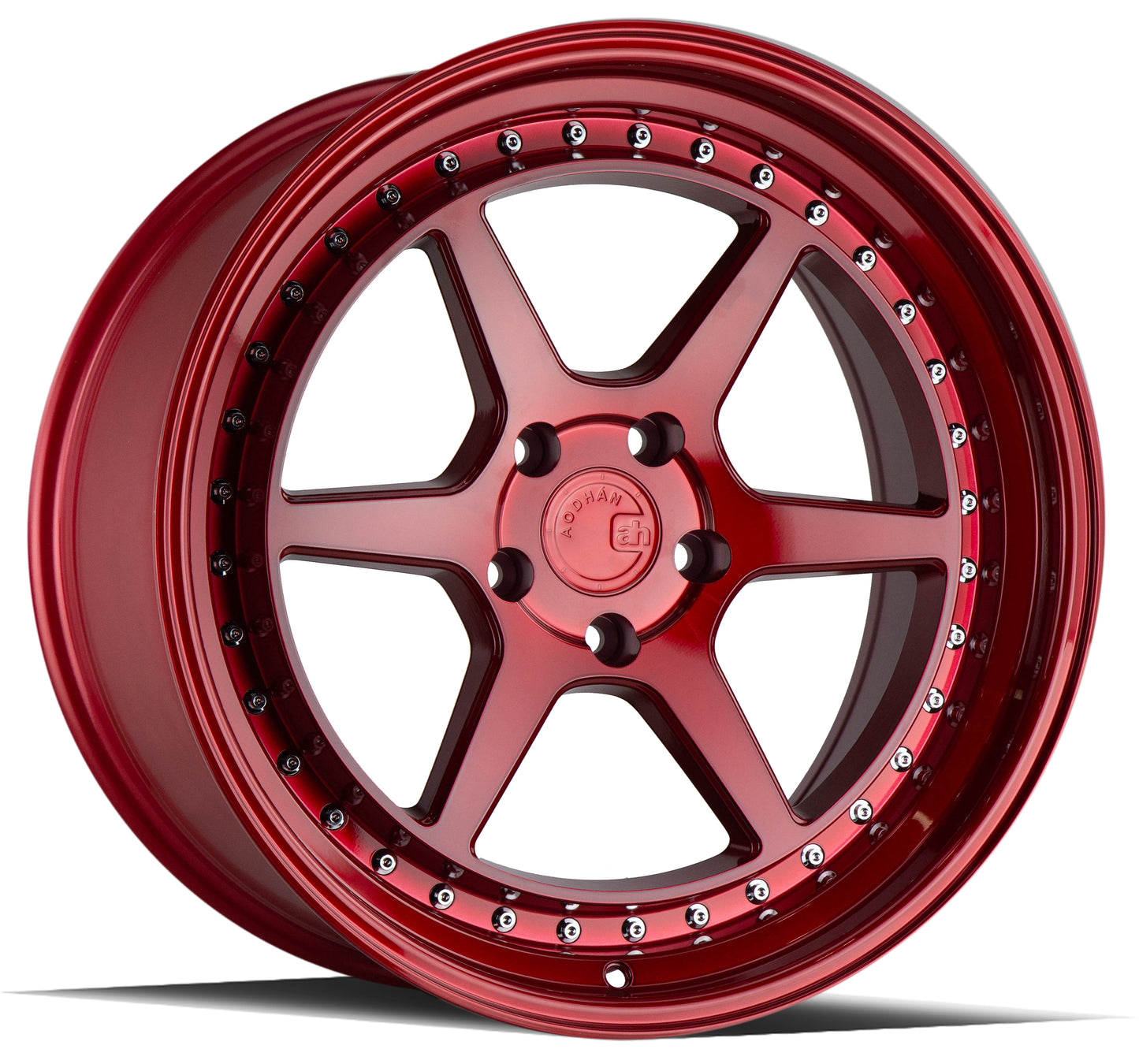 Aodhan DS09 18x9.5 wheel 5x114.3 Red /Chrome Rivets Semi Forged Rim
