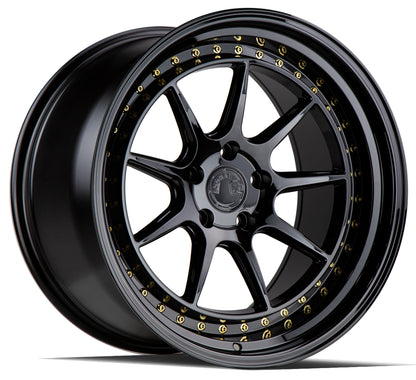 Aodhan DS-X 18x10.5 wheel 5x114.3 Black /Gold Rivets Semi Forged Rim