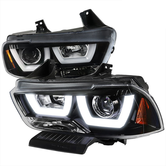 Spec-D 11-14 Dodge Charger U-Shape Projector Headlights Black