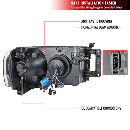 Spe-D 2002-2005 Dodge Ram 3500 Projector Spec-D Headlights Black