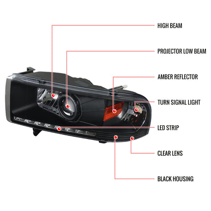 1994-2001 Dodge Ram 3500 Projector Spec-D Headlights Black