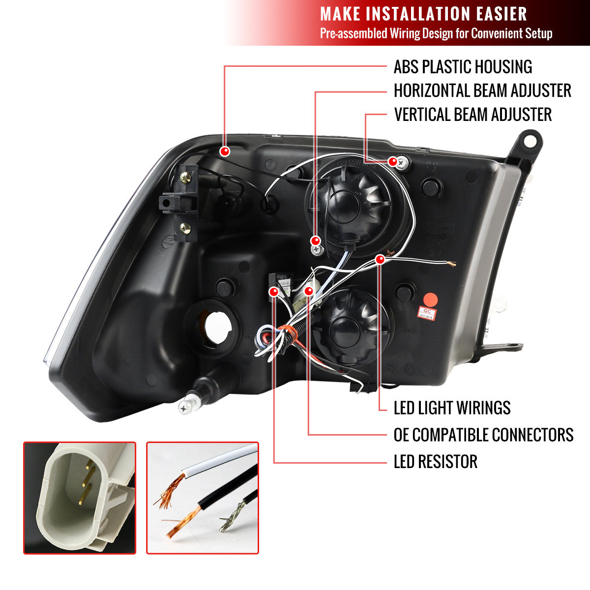 2009-18 Dodge Ram 2500 Projector Headlights Chrome