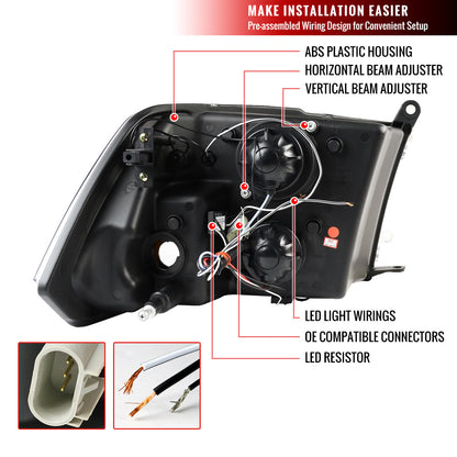 2009-18 Dodge Ram 2500 Projector Headlights Chrome