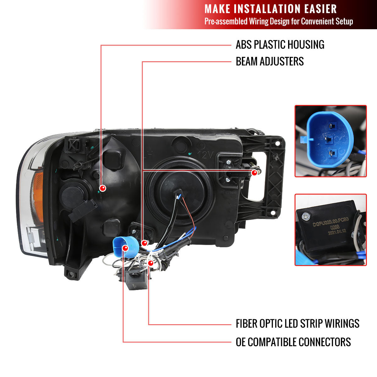 2002-05 Dodge Ram 2500 Projector Headlights Chrome