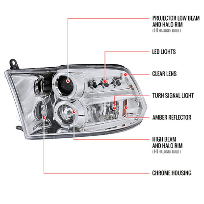 Spe-D 2009-2018 Dodge Ram 3500 Projector Spec-D Headlights Chrome