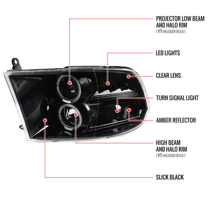 2009-2018 Dodge Ram 3500 Sequoia LED Spec-D Headlights Black