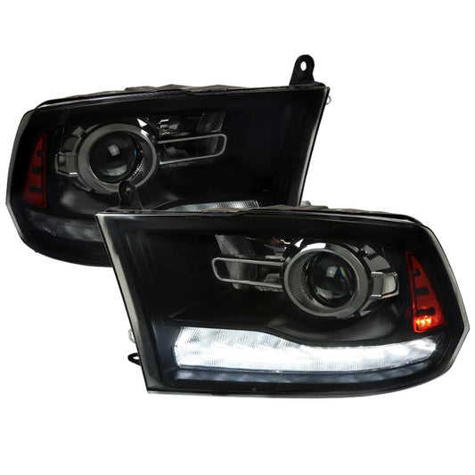 Spec-D 2009-18 Dodge Ram 1500 2500 Projector Headlights Sequential Black Smoked
