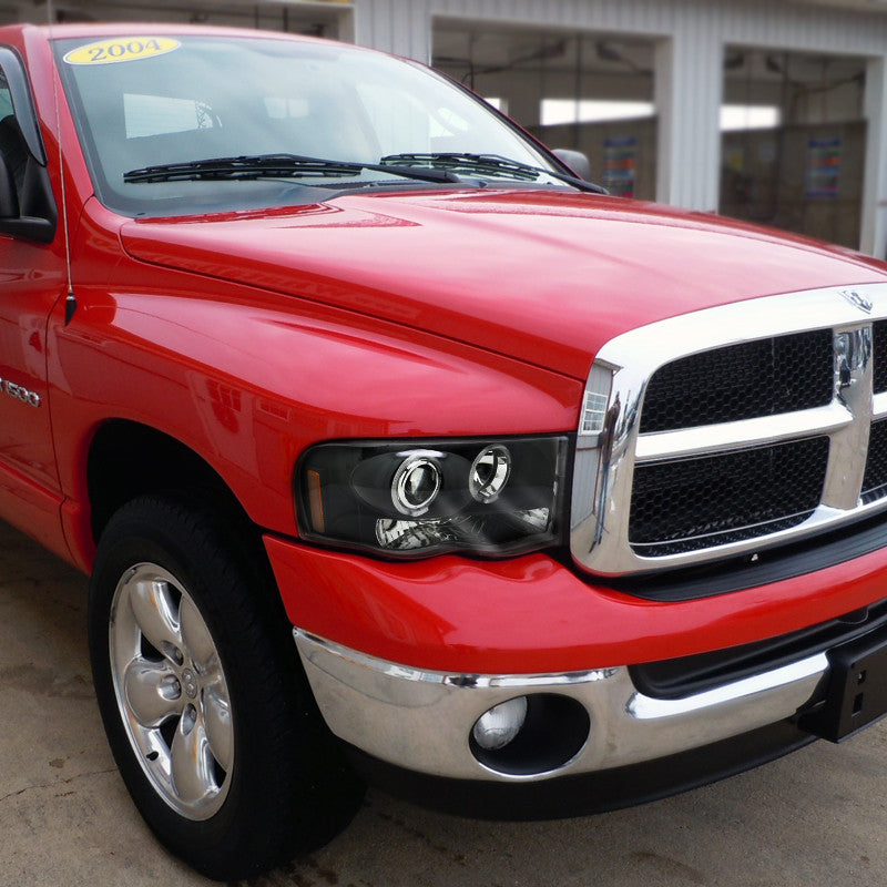 2002-05 Dodge Ram Halo LED Projector Headlights Black