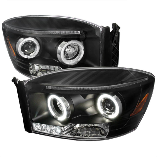 Spec-D 06-08 Dodge Ram Halo LED Projector Headlights Black