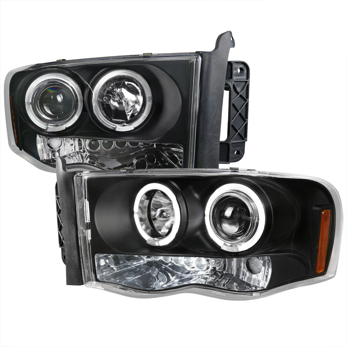 Spec-D 02-05 Dodge Ram Halo LED Projector Headlights Black