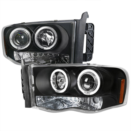 Spec-D 02-05 Dodge Ram Halo LED Projector Headlights Black