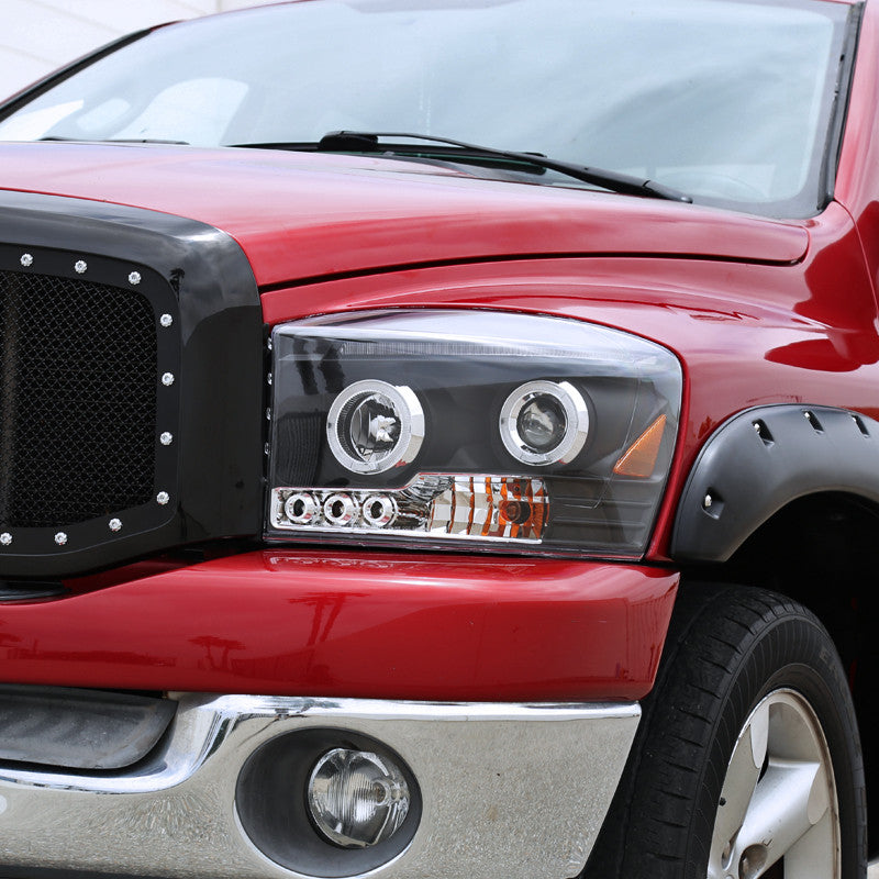 2006-08 Dodge Ram Halo LED Projector Headlights Black