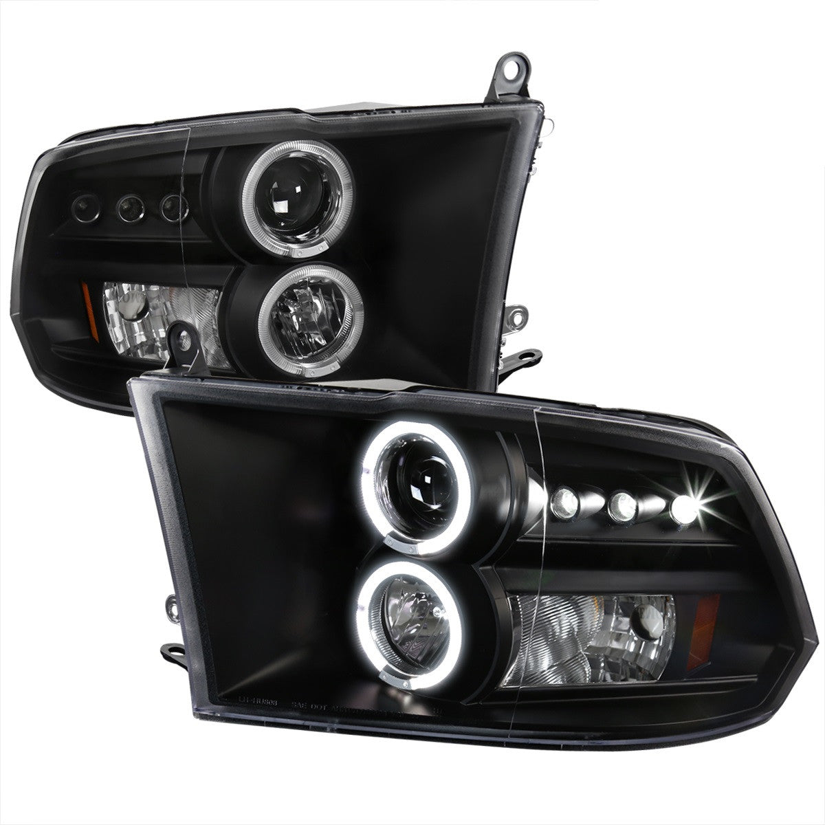 Spec-D 2009-18 Dodge Ram Halo Projector Headlights Sequential LED Black