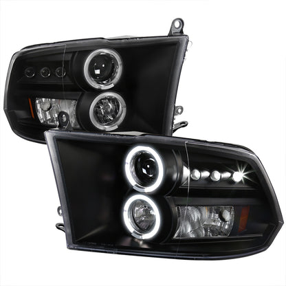 Spec-D 2009-18 Dodge Ram Halo Projector Headlights Sequential LED Black