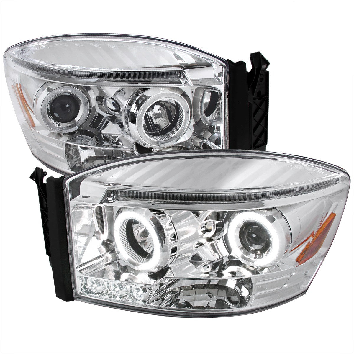 Spec-D 06-08 Dodge Ram Halo LED Projector Headlights Chrome