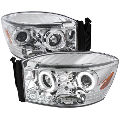 Spec-D 06-08 Dodge Ram Halo LED Projector Headlights Chrome