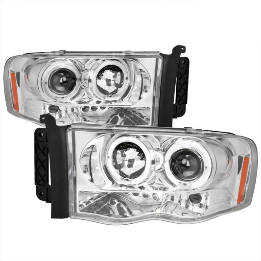Spec-D 02-05 Dodge Ram Halo LED Projector Headlights Chrome