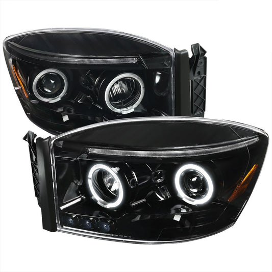 Spec-D 06-08 Dodge Ram Halo Projector Headlights Black