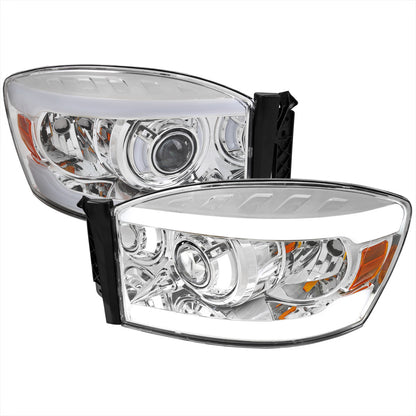 Spec-D 06-08 Dodge Ram LED Bar Projector Headlights Chrome