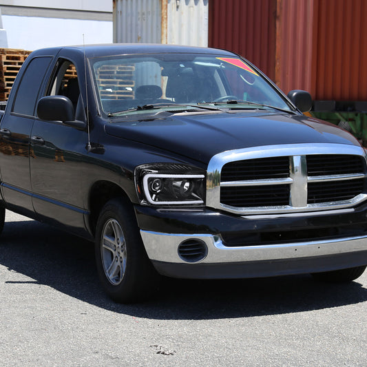 2006-2008 Dodge Ram LED Bar Projector Spec-D Headlights Black Clear